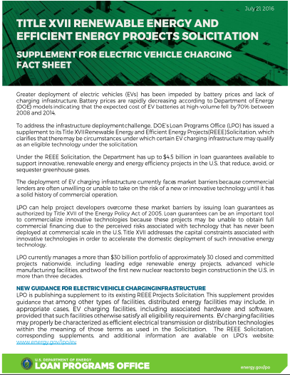 EV loan fact sheet